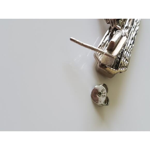 Vintage Sterling Silver Long Drop Earrings - Picture 4 of 5